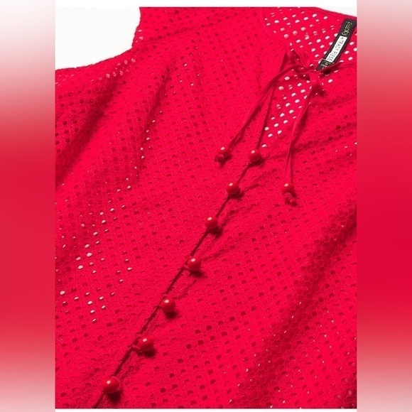 NWT Plenty by Tracy Reese beautiful red eyelet blouse Size Small - Picture 2 of 13